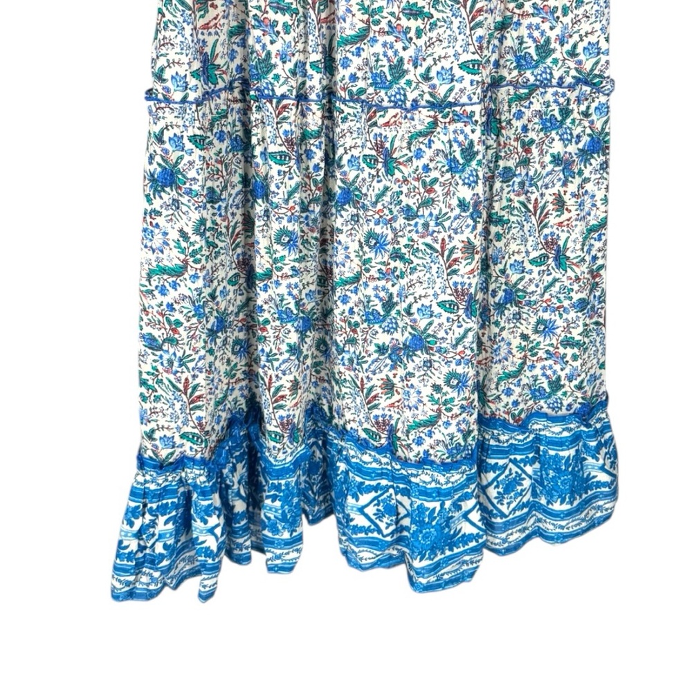 Tuckernuck Blue Distressed Chintz Prado Skirt NWT XXL Tiered Maxi - Picture 4 of 9
